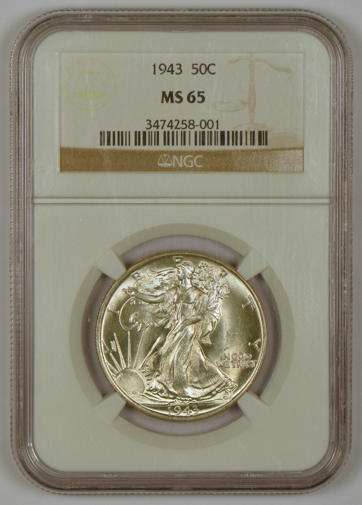 1943 Walking Liberty Half Dollar Graded MS65 by NGC