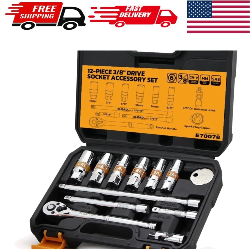 Efficient Spark Plug Socket Set - 12-Piece with Easy Identification & Storage