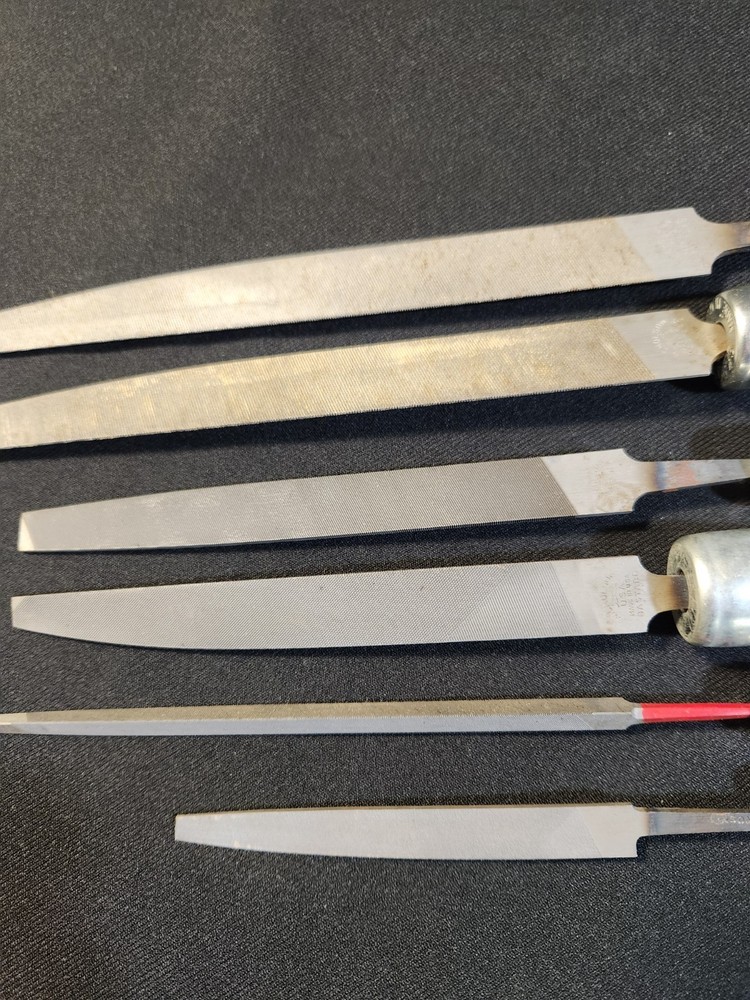 6-Assorted Nicholson Files, Knife, Flat & Simons Triangular, w/ SKROO-ZON Handle