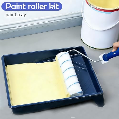 Paint Roller Kit 16PCS, 9&4 Inch Paint Roller with Adjustable 2-4FT Stainless