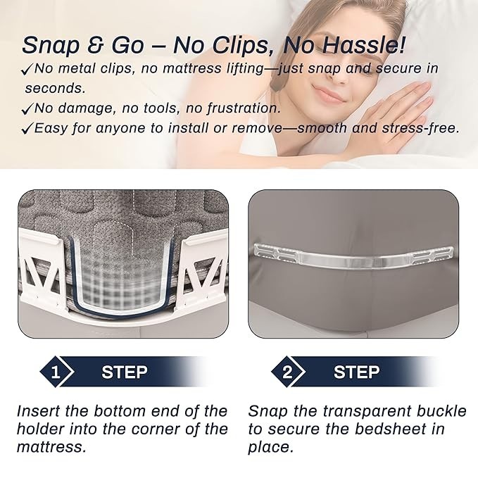 Lock Bed Sheet Holders for Corners - Keep Sheets Tight & Secure on All Bed Types
