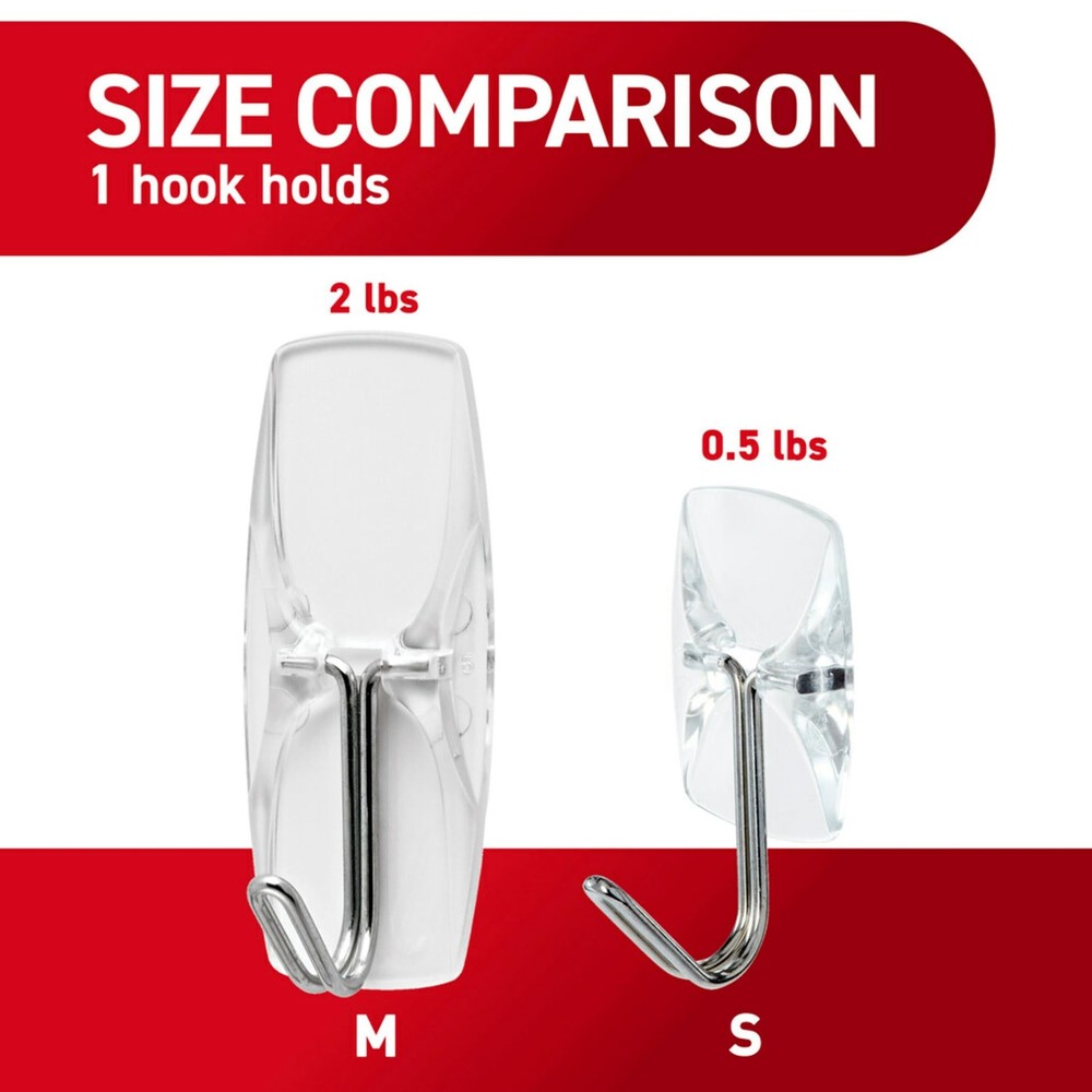 Command Medium Clear Wire Toggle Hooks, 6 Wall Hook and 6 Transparent