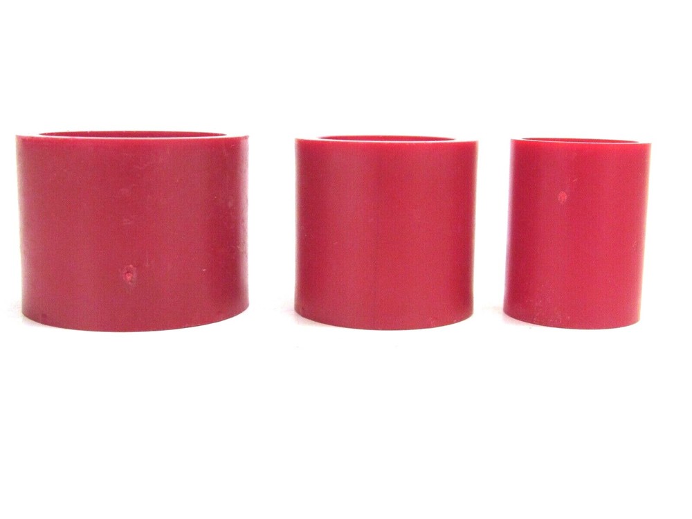 NEW! (2) RED PLASTIC ARBOR REDUCING BUSHING, 1", 3/4", 5/8"