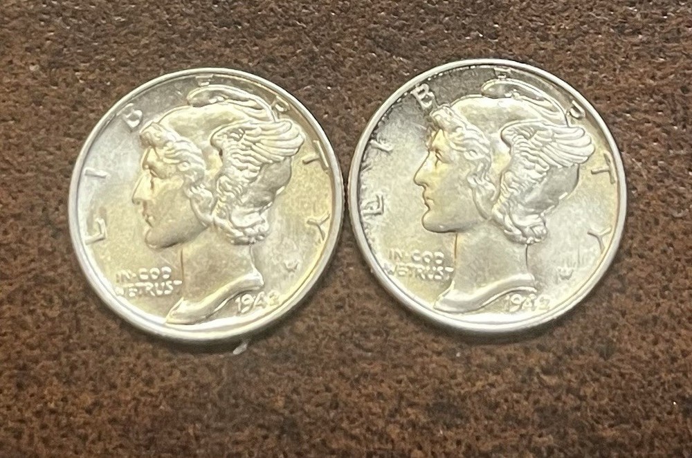 Pair 1942 Mercury Dimes - BU