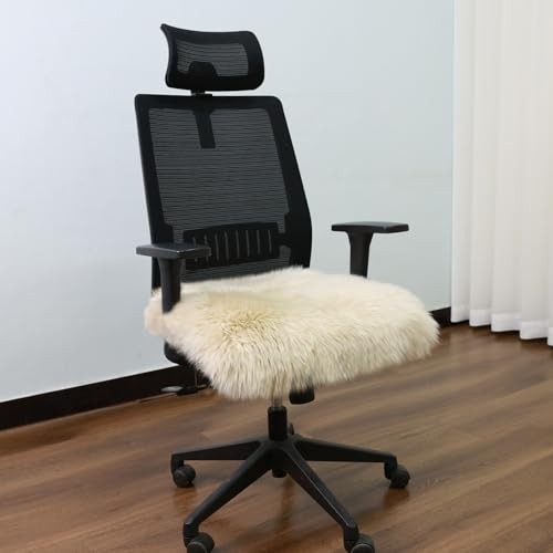 New Zealand Natural Wool Square Sheepskin Seat Pad 18x18 Inch 1 Cream Coffee