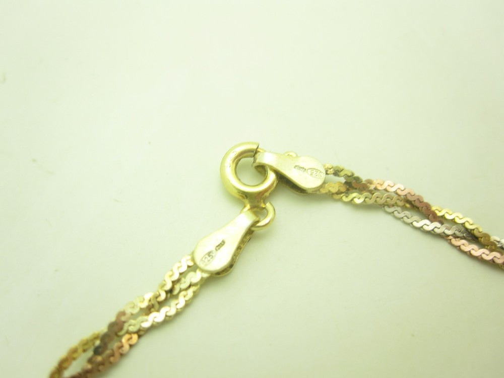 Silver Gold Tone Weave Pattern 2.8mm Herringbone Multi Strand Bracelet 7"