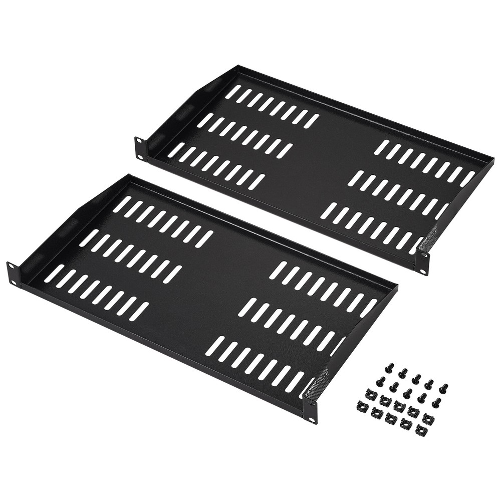 VEVOR 2PCS 1U Server Rack Shelf 10"/254 mm Depth Vented Rack Mount Shelf Tray