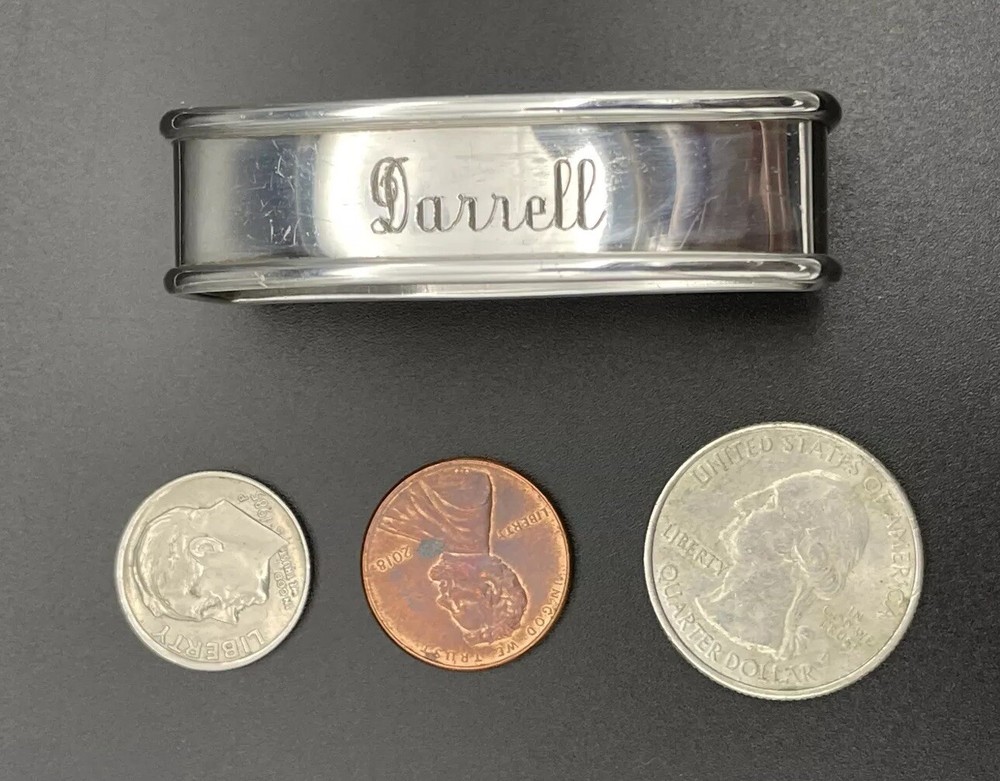 Sterling Silver Napkin Ring Engraved Name “Darrell” Webster
