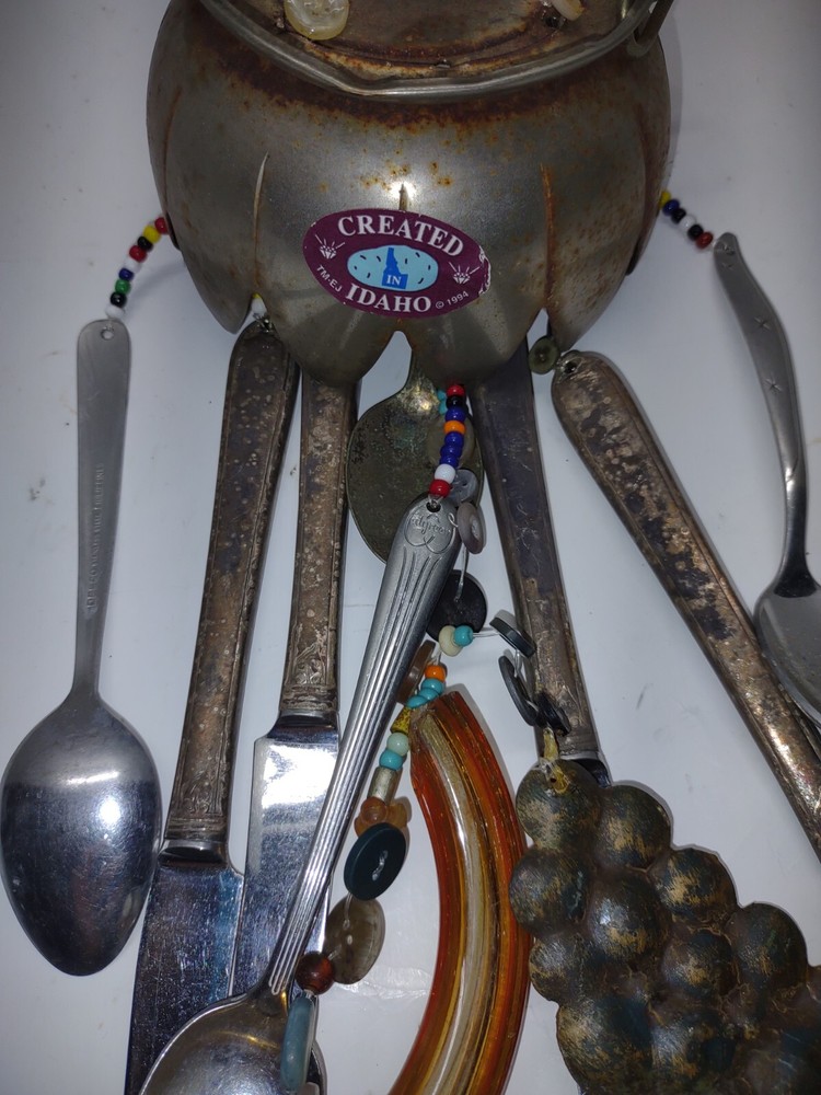 Antique Silverplate Silverware Wind Chime w/Flatware & Buttons Handcrafted Idaho