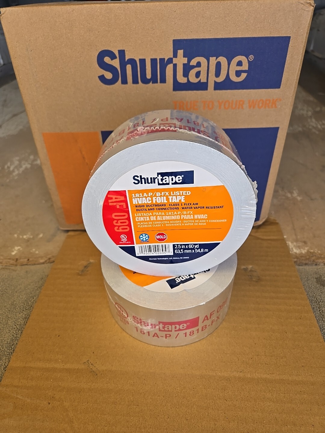 2 ROLLS SHURTAPE # AF 099 HVAC FOIL TAPE 2.5" X 60 YD / 16 ROLLS 1 BOX $159.95