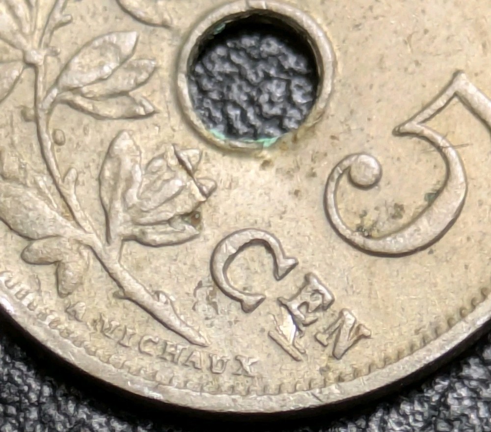 1905 Belgium 5 centimes Cent Dutch Text Extra Fine