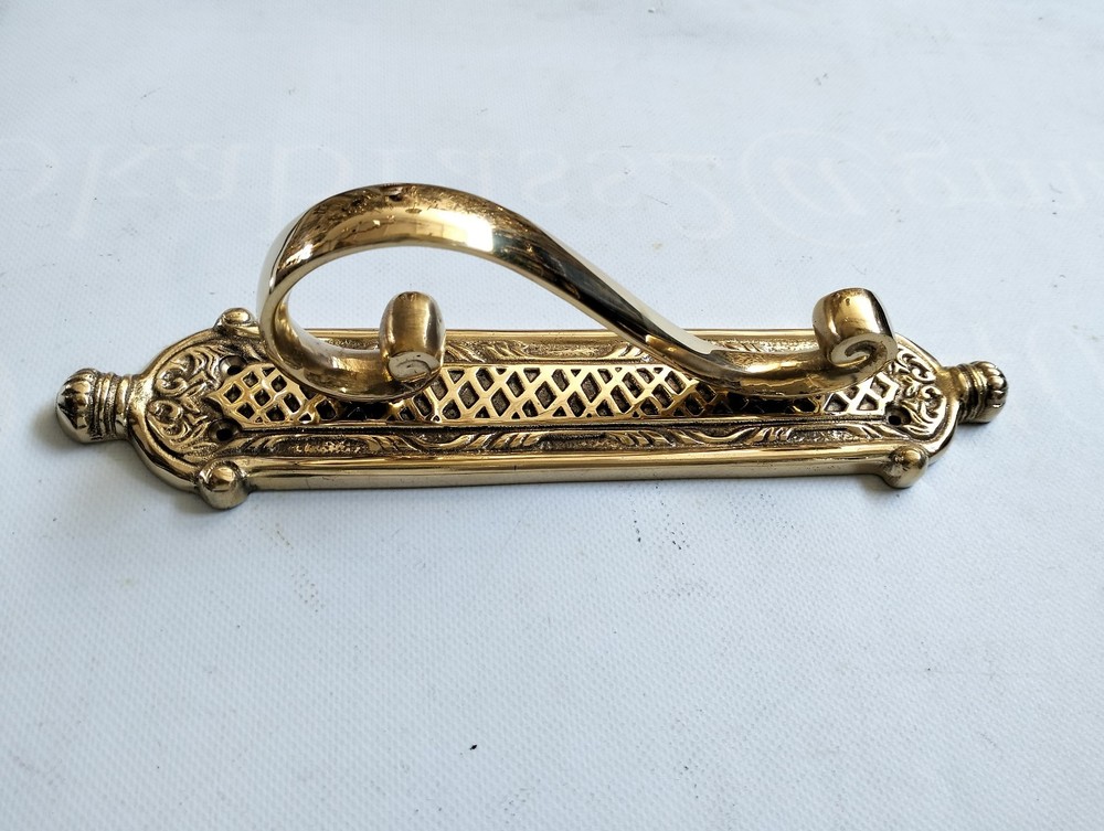 Pair of Cast Victorian Door Handle Pulls — Solid Brass, 11.5" Heavy GRABS (2)