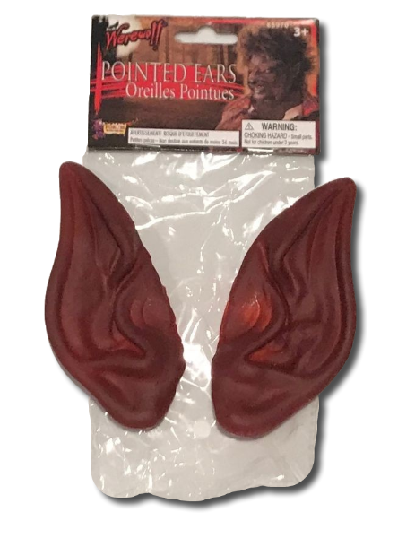 POINTED BROWN WEREWOLF EARS Wolf Rubber Vinyl Set Monster Pointy Elf Devil Pair