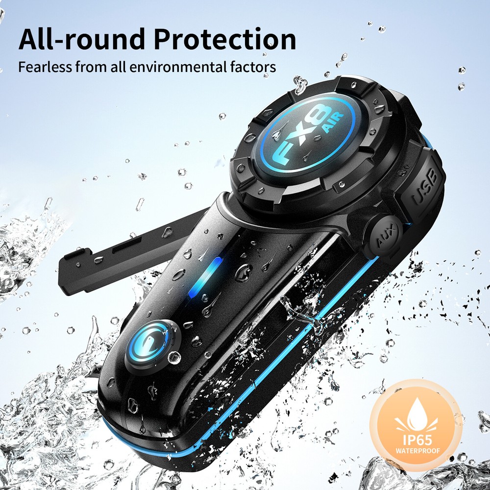 FX8 AIR Motorcycle Bluetooth Headset Helmet Intercom 1000m 2-Way Communication
