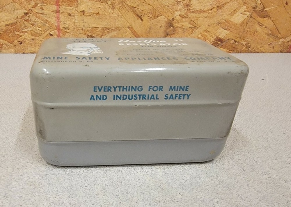 Vintage MSA Dustfoe # 55 Empty Metal Box . Mining Decor