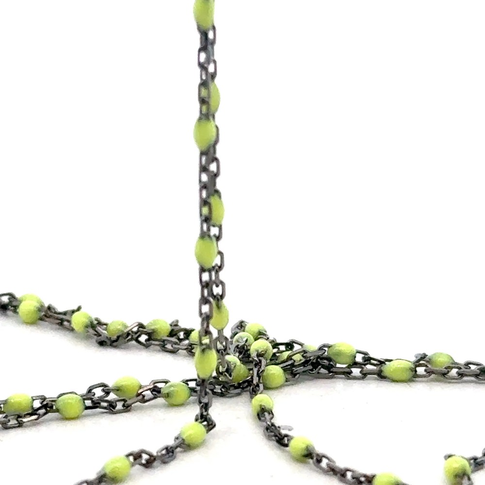 925 Sterling Silver Black Rhodium Plated DC Cable Chain with Light Yellow Enamel