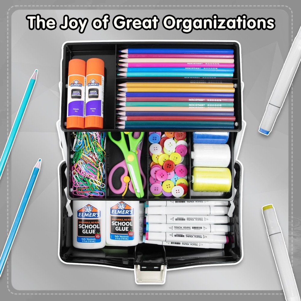 TERGOO 12in Three-Layer Multipurpose Storage Box Organizer Folding Tool Box/A...