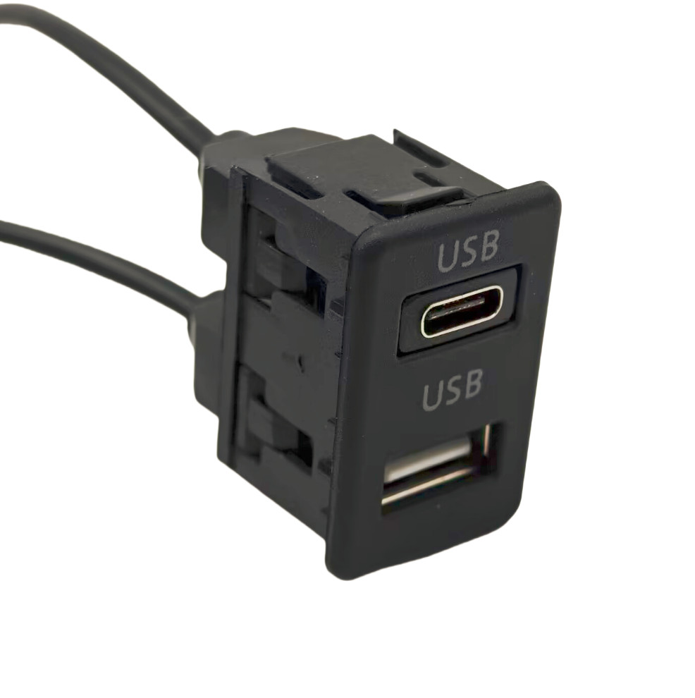 2 USB Car Panel Interface Extension Cable Adapter For Dash Flush Mount 145cm