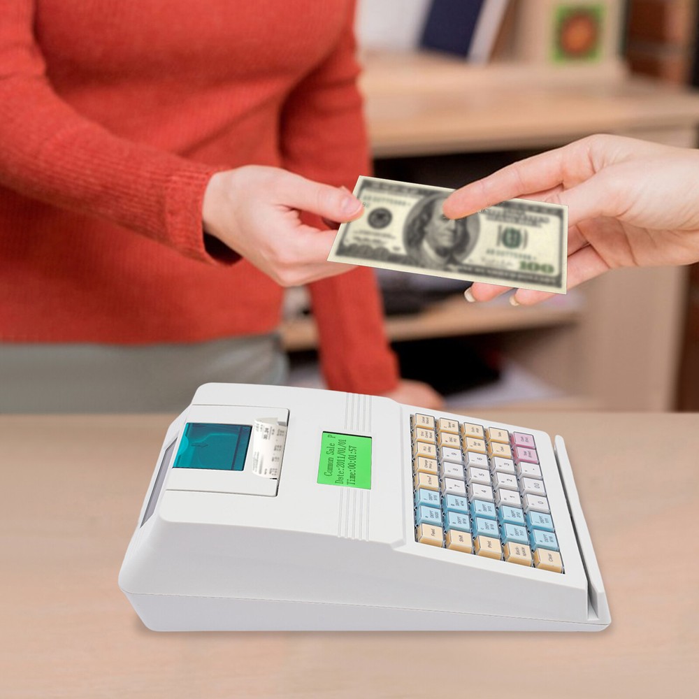 40-Keys Cash Register Tabletop Ratail Cash Register Rectangular Cashing System