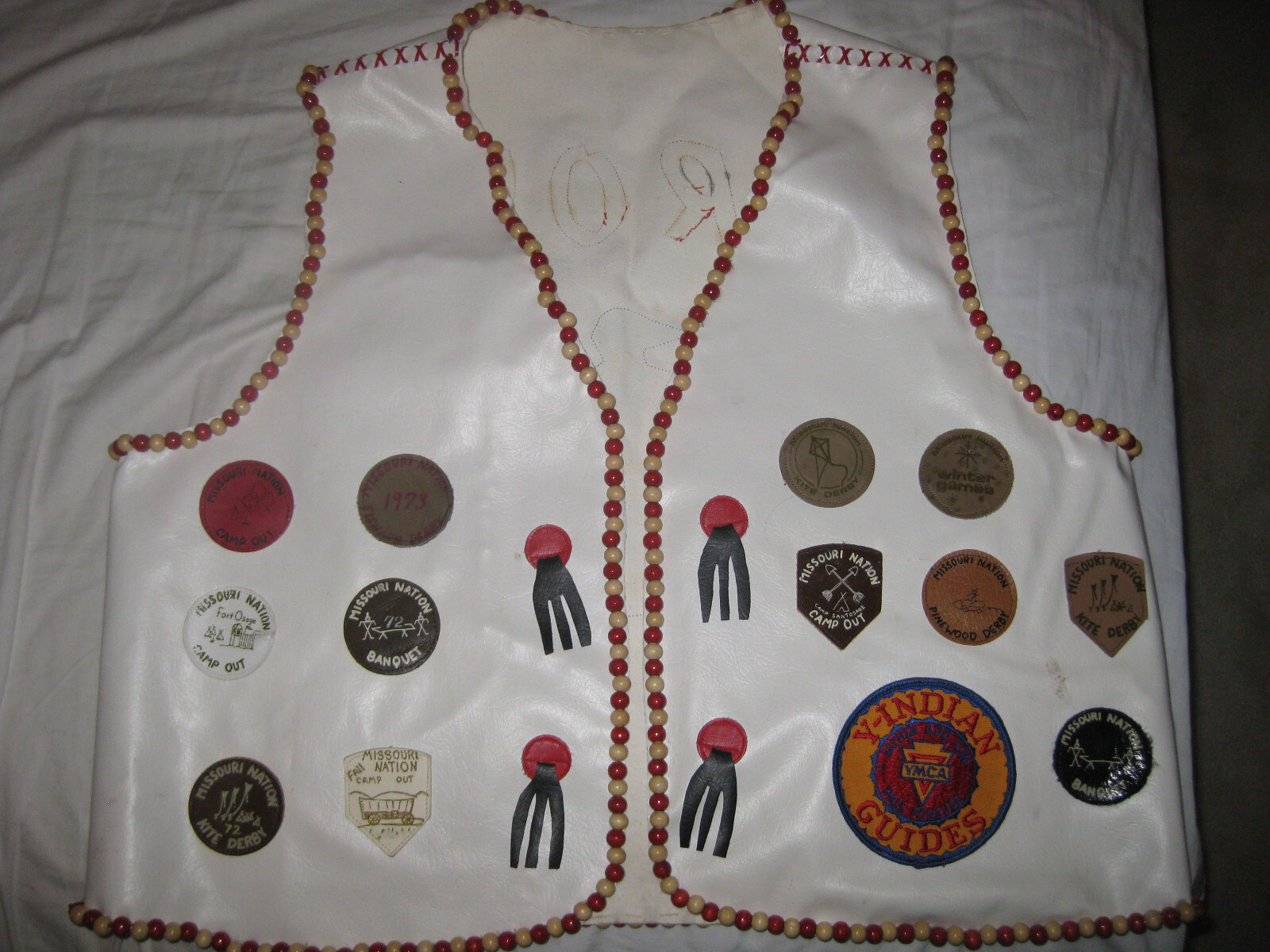 2 leather vests w/beads-Adult & Child-Crow-Powwow Regalia-1970s-Missouri Nation