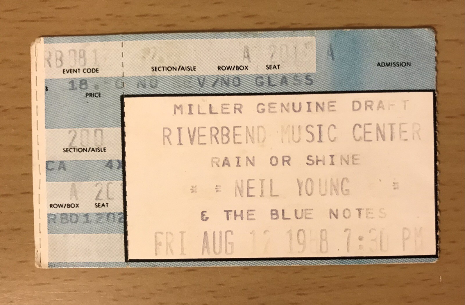1988 NEIL YOUNG & THE BLUE NOTES CINCINNATI CONCERT TICKET STUB