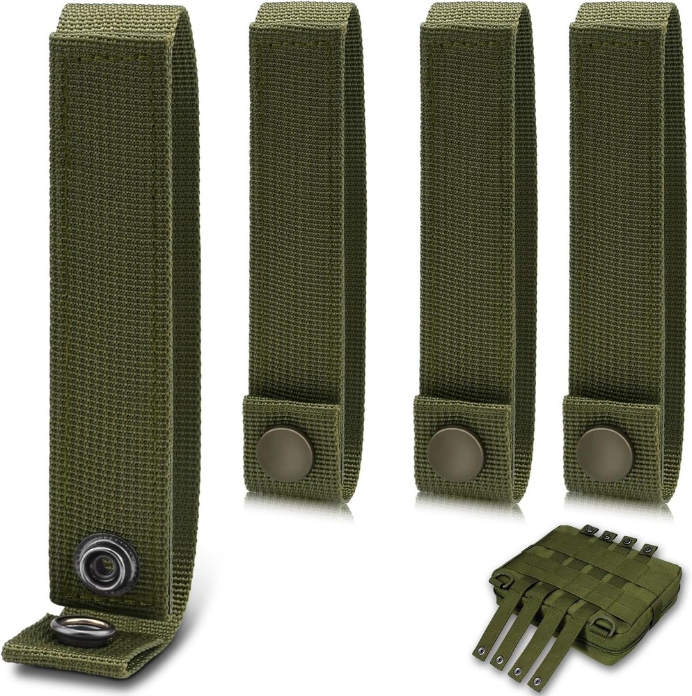 6 Inch Molle Straps with Snaps, 4 Pack Nylon Molle Webbing Strap, Tactical Strap