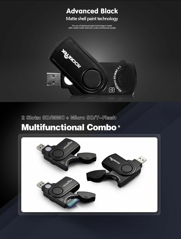 USB 3.0 Multi 2 in 1 Memory Card Reader Adapter SD/TF Micro SD Computer Laptop