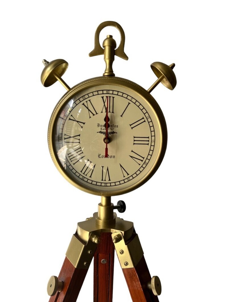 Nautical Numeric Large Display Standing Clock with Tripod Stand Floor Clock 7"
