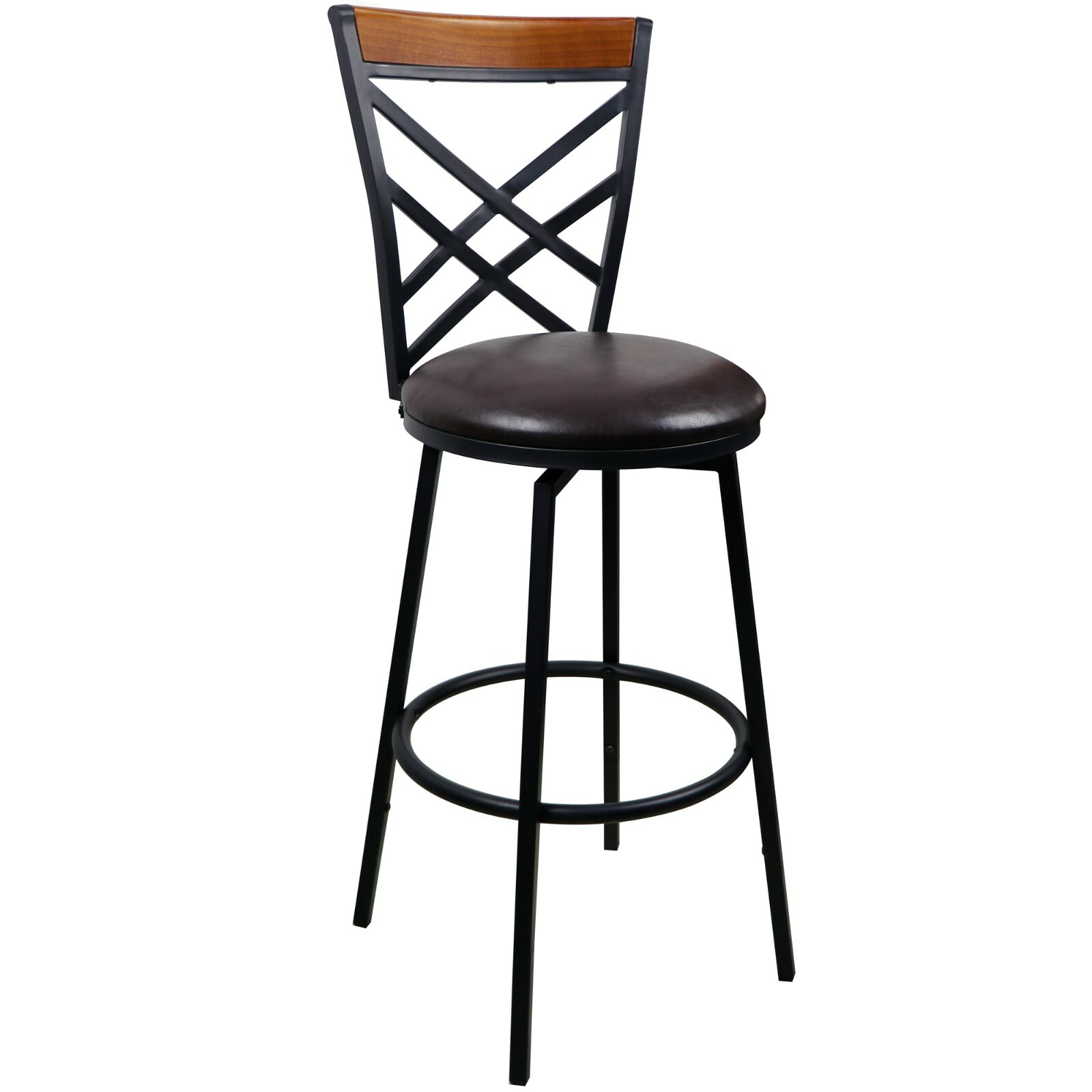 eHemco Swivel Metal Barstool with Double X Back Faux Leather Seat (Collectible)