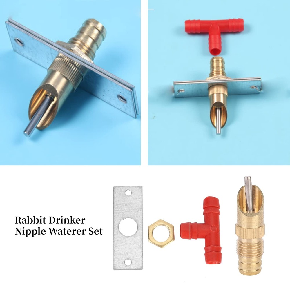 AUNMAS 10Pcs Rabbit Drinker Nipple Waterer Set Automatic 360 Degree Stainless...