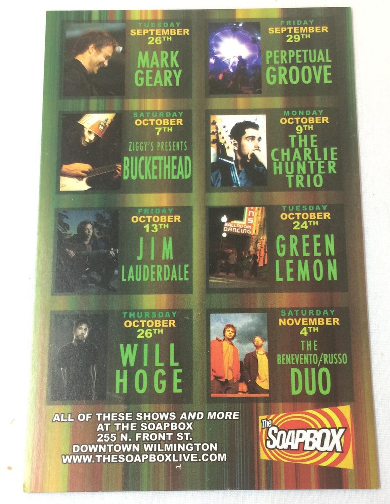 2006 promo postcard~AVETT BROTHERS,BUCKETHEAD,WILL HOGE,CHARLIE HUNTER TRIO more