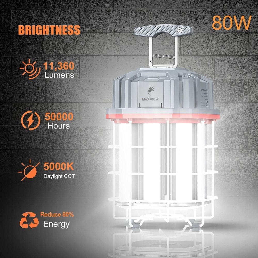 80W LED Temporary Work Light Linkable Construction Jobsite Light 5000K Daylight