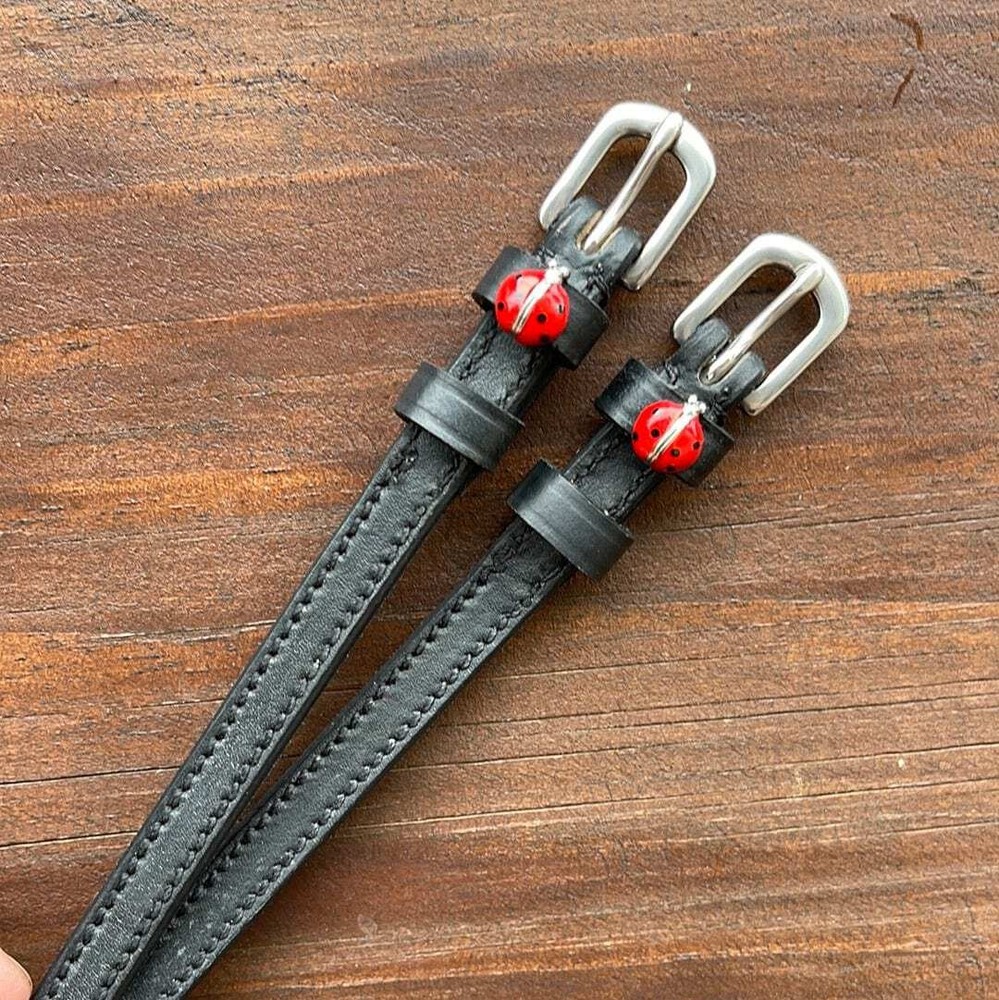 Red LadyBug Designer Spur Straps - Mane Jane