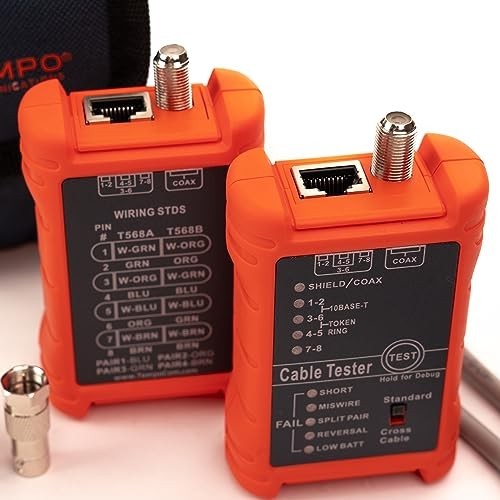 Network Cable Tester RJ45 Coaxial LAN AV Cable Continuity Tester Kit with Case