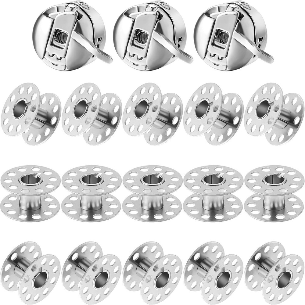 18-Piece Sewing Bobbin Case & Metal Bobbin Set for Front-Loading Machines