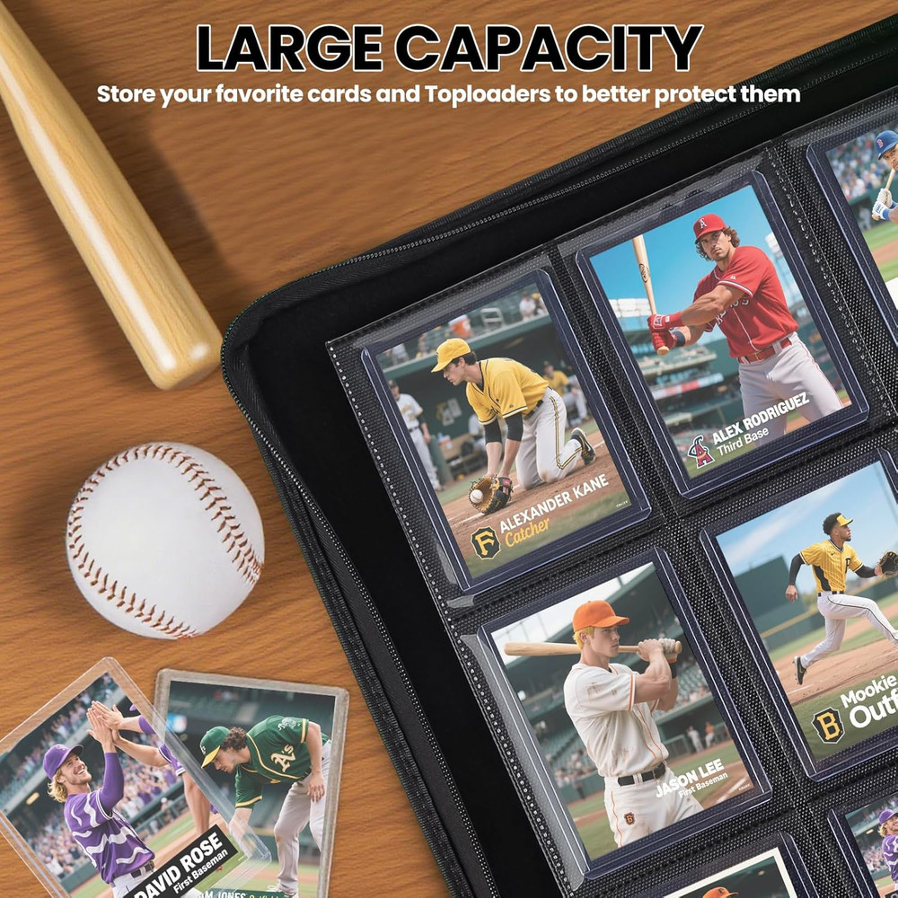 9 Pocket Top Loader Card Binder with Sleeves Holds 252 Top Loaders Storage, Trad