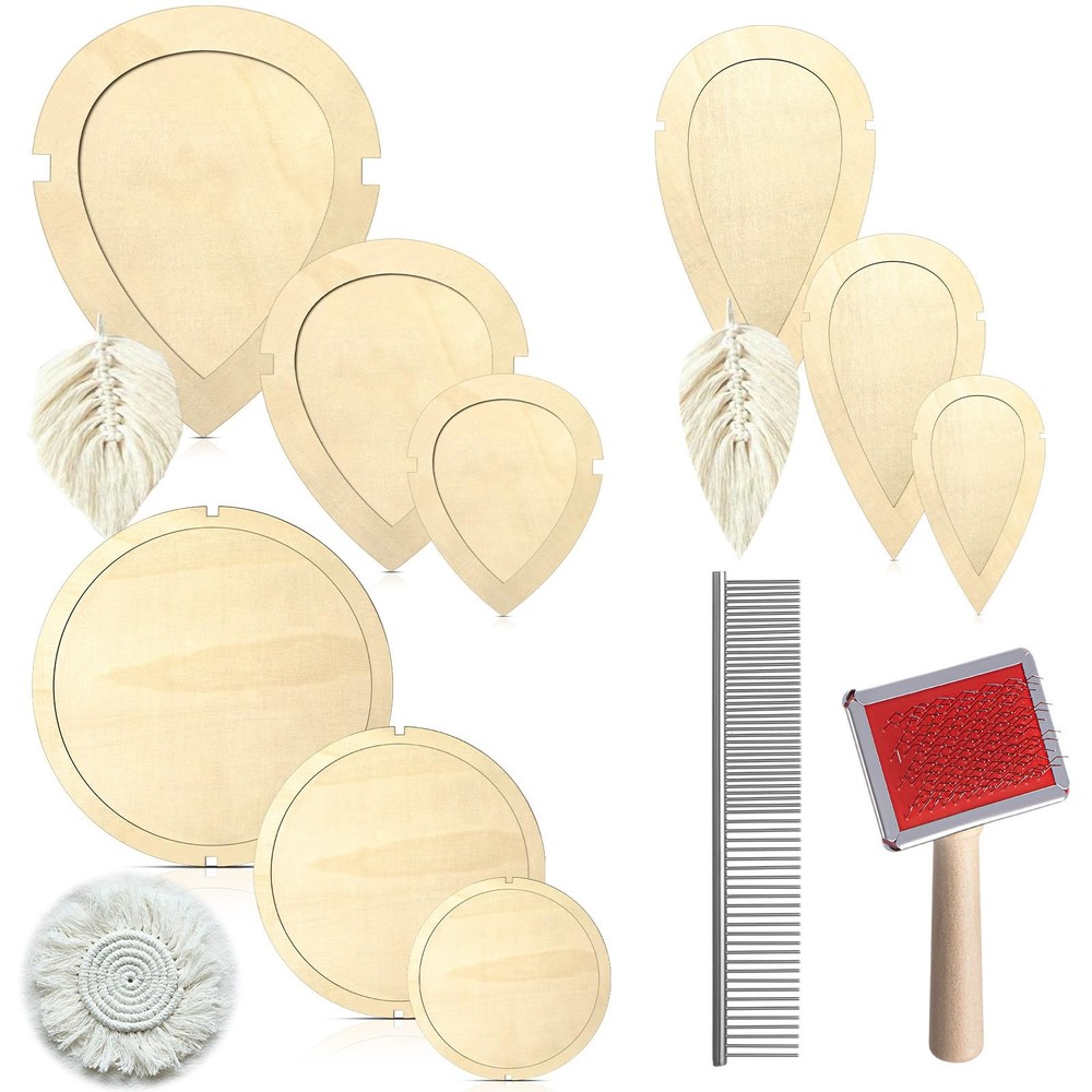 11 Pcs Macrame Leaf Cutting Molds and Comb Sets Wood Macrame Leaf Cutting Tem...