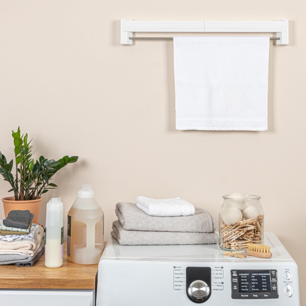 Household Essentials Wall Mount Telescoping Drying Rack, 13ft Space