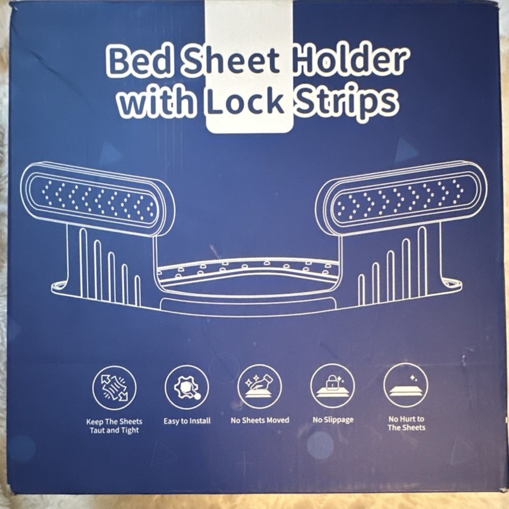 EDCREATY Bed Sheet Holder Lock Strips White Easy Install Keeps Sheets Tight