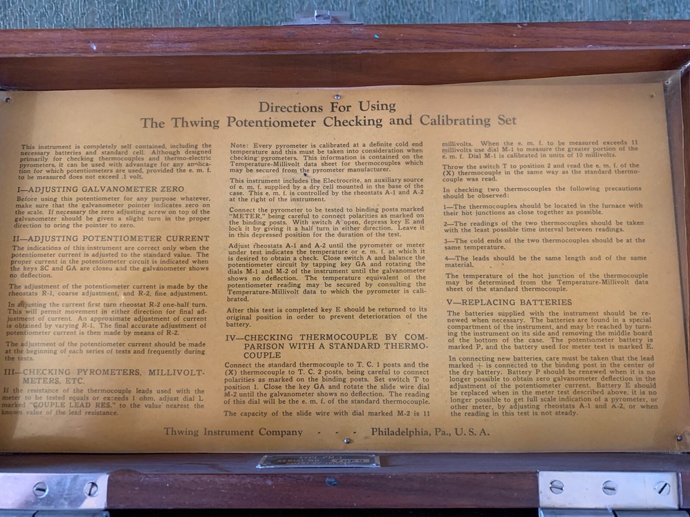 Antique Wood Cased THWING Potentiometer Test unit