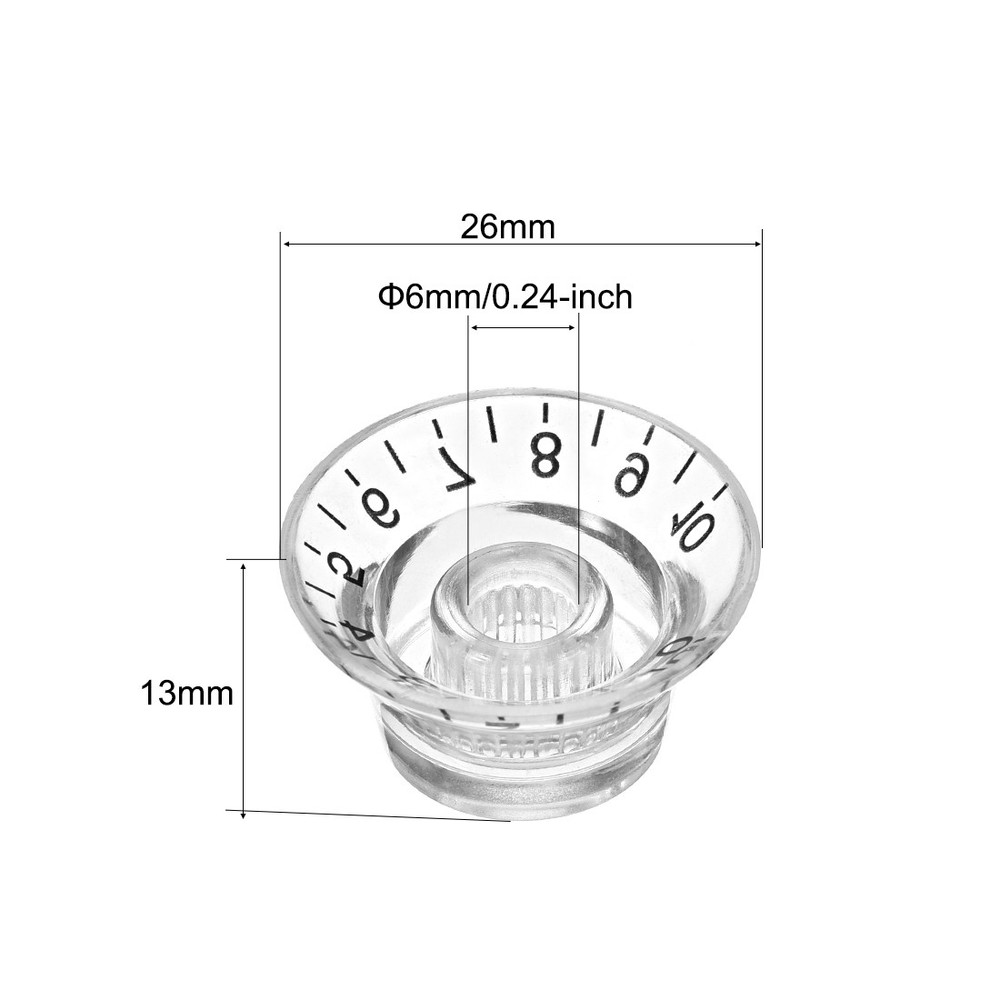 4pcs 6mm Potentiometer Knob For LP Electric Guitar Acrylic Volume Knobs Clear