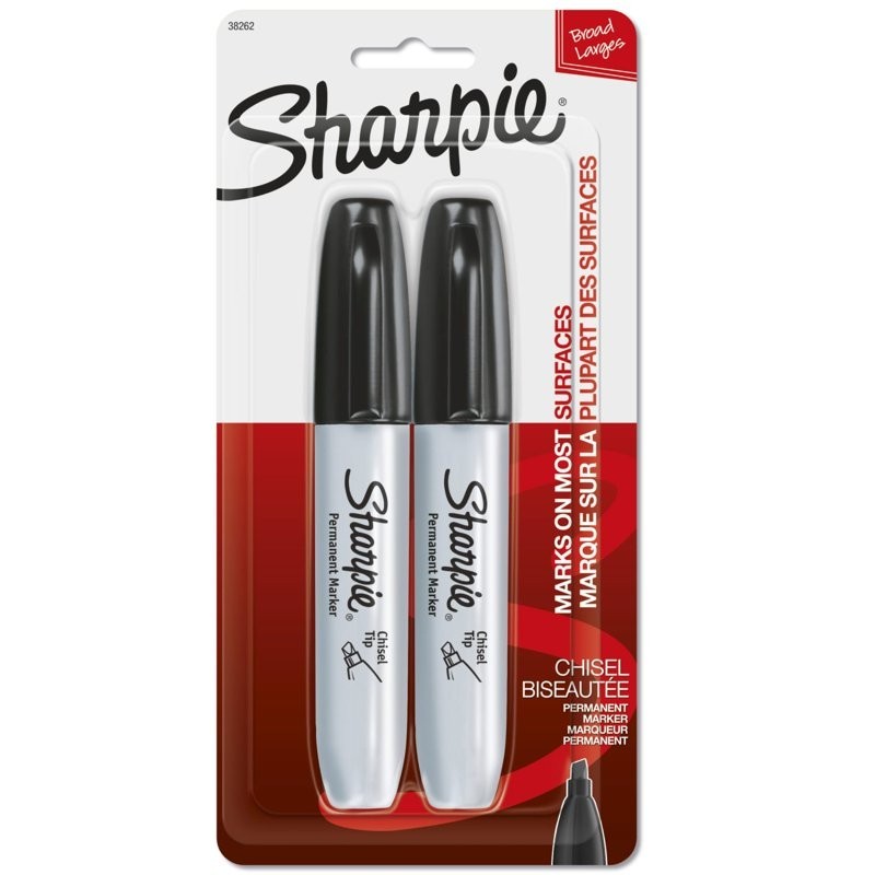 Sharpie Chisel Tip Markers Permanent BLACK Ink Large Broad Marker 2-count(2 pack