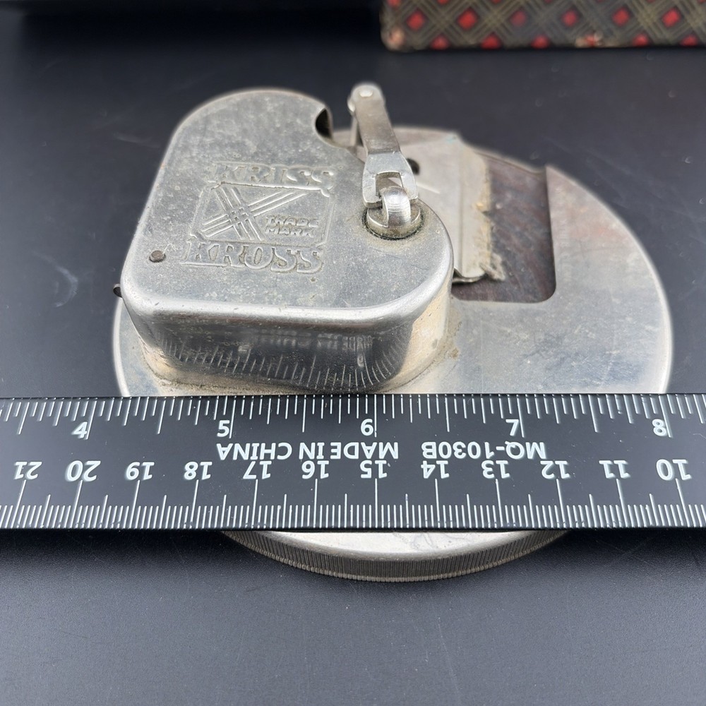 Vintage Chrome Kriss Kross Stropper Razor Blade Sharpener w/ Box & Instructions