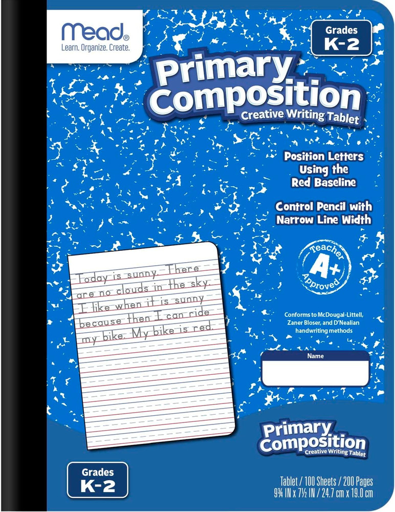 Primary Composition Books, 4 Pack, K-2, 100 Sheets, Assorted Colors