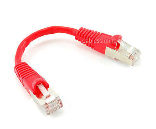 5-PACK 6" Shielded CAT5e Network STP Ethernet RJ45 Red Patch Cable, U-S000RD-5