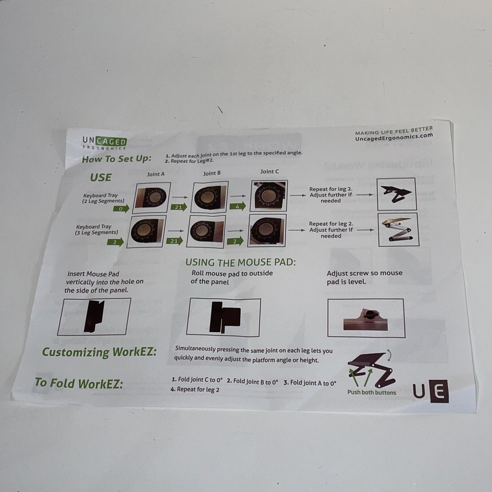 WorkEZ Keyboard Tray Adjustable Height Angle Tilt Sit Stand up Computer Riser