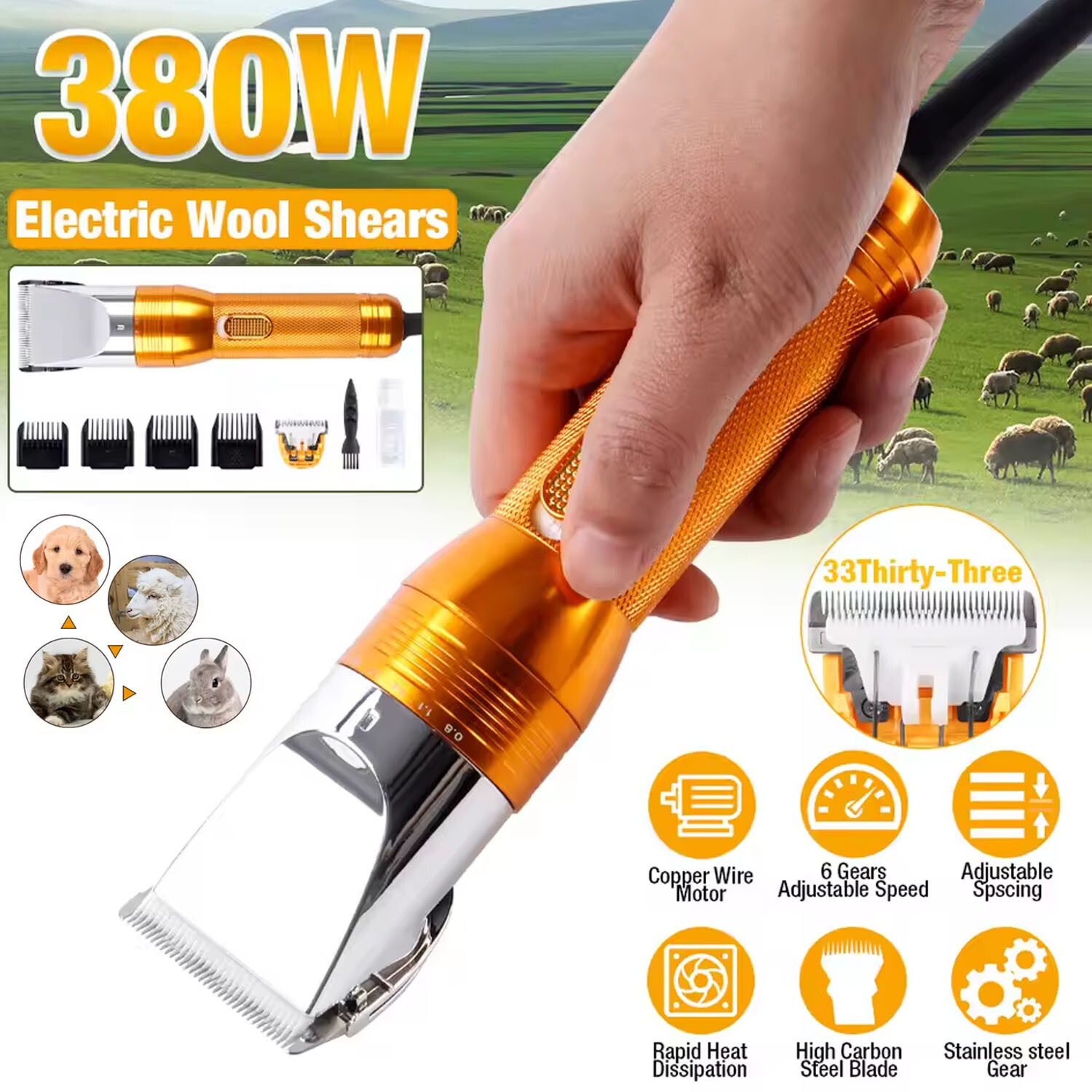 380w Professional Electric Animal Hair Clippers Horse Pet Grooming Trimmer