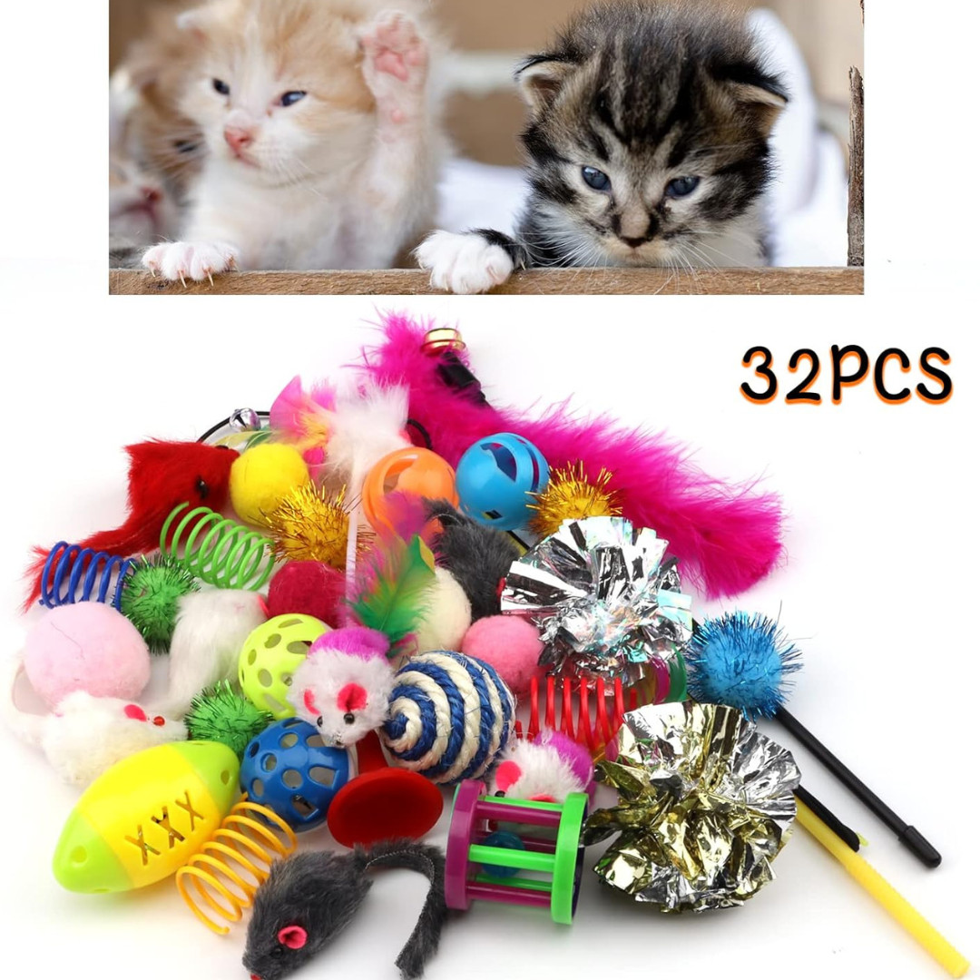Cat Toys Kitten Toys Assortments 32 Packs Cat Toys Variety Pack for Kitty Cat