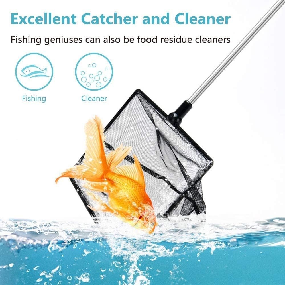 Extendable Aquarium Fish Net - 4" Fine Mesh with 9-24" Stainless Handle