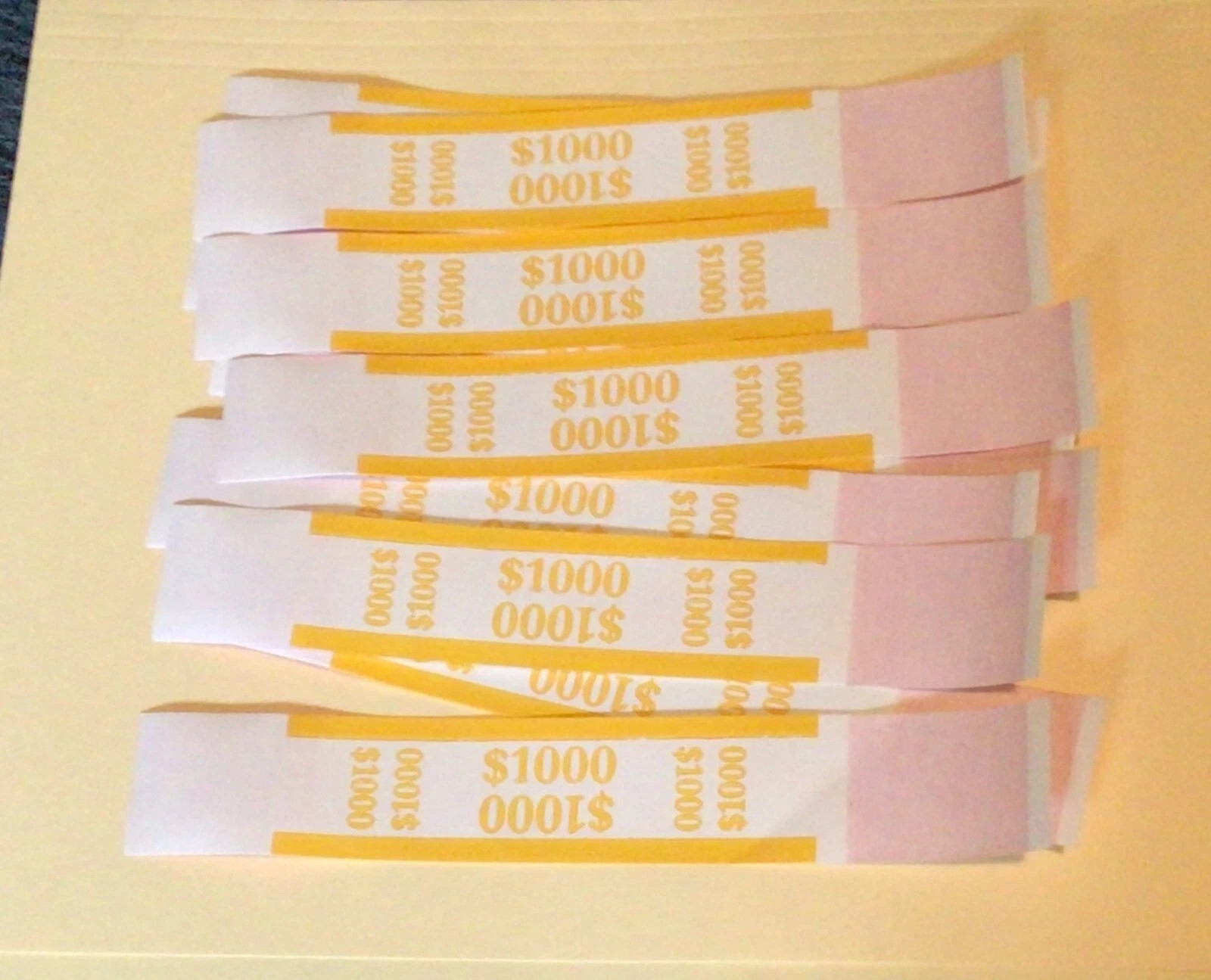 25 - $1000 Self-Adhesive Currency Straps / Color Coded Money Paper Bands